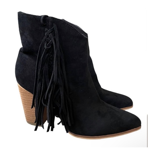 BEAST Jackie Fringe Ankle Boot Black Suede Fringe Booties Size 9 from Buckle - Picture 4 of 10